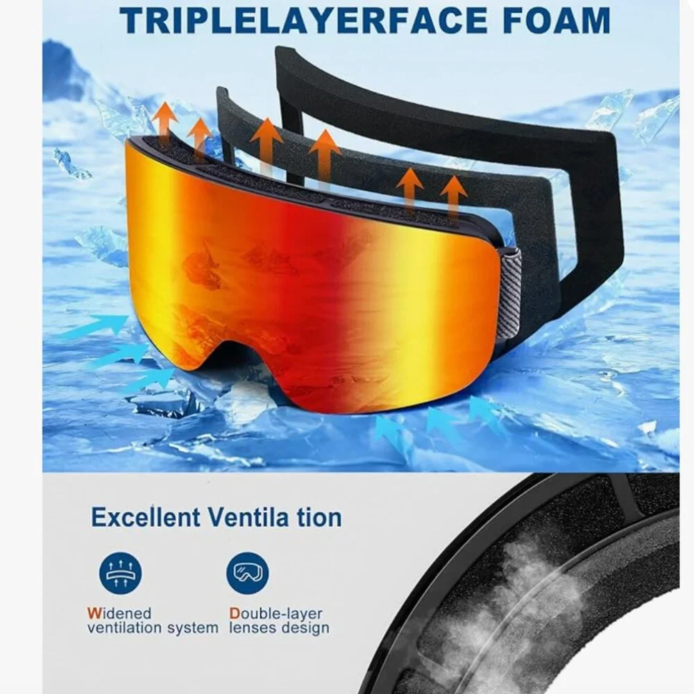 TWO! Ski Snowboard Goggles, Anti-fog 100% UV Protection